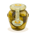 Vaso di Carciofini interi sott'olio in Olio Extravergine d'Oliva dell'Azienda Agricola Sapori di Casa in Puglia, selezione Borgo Calvera.