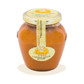 Vaso di Confettura Extra di Percochi artigianale pugliese a filiera corta dell'Azienda Agricola Sapori di Casa, selezione Borgo Calvera.