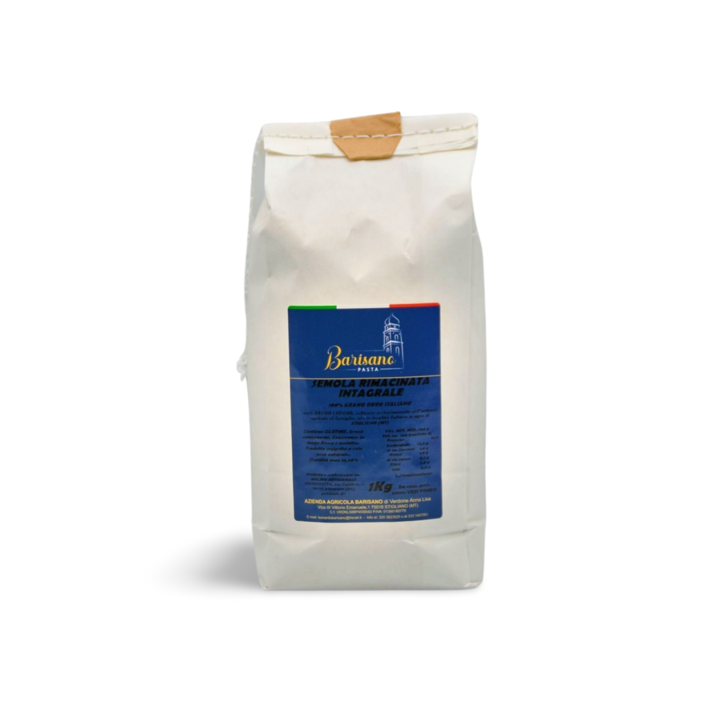 Sacco artigianale di Semola Rimacinata Integrale di grano duro lucano Pasta Barisano – Borgo Calvera