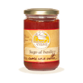 Vaso di Sugo al Basilico fresco con pomodori pugliesi e Olio EVO dell'Azienda Agricola Sapori di Casa, selezione Borgo Calvera.