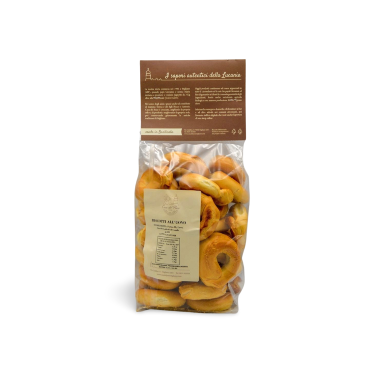 Confezione di taralli all'uovo lucani tradizionali al naturale della Casa del Pane – Borgo Calvera