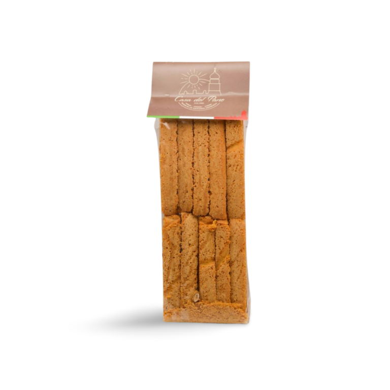 Confezione di biscotti alle mandorle lucani artigianali noti come biscotti della sposa della Casa del Pane – Borgo Calvera