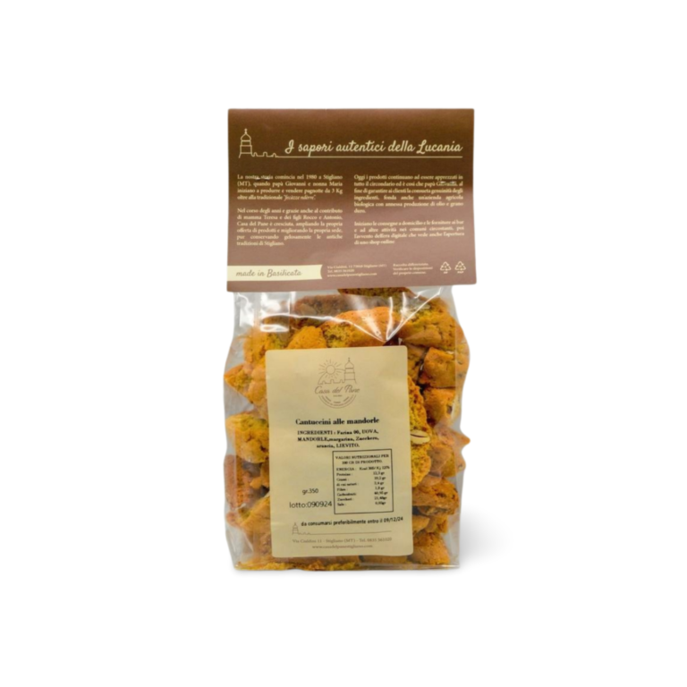 Confezione di cantucci classici artigianali alle mandorle della Casa del Pane – Borgo Calvera
