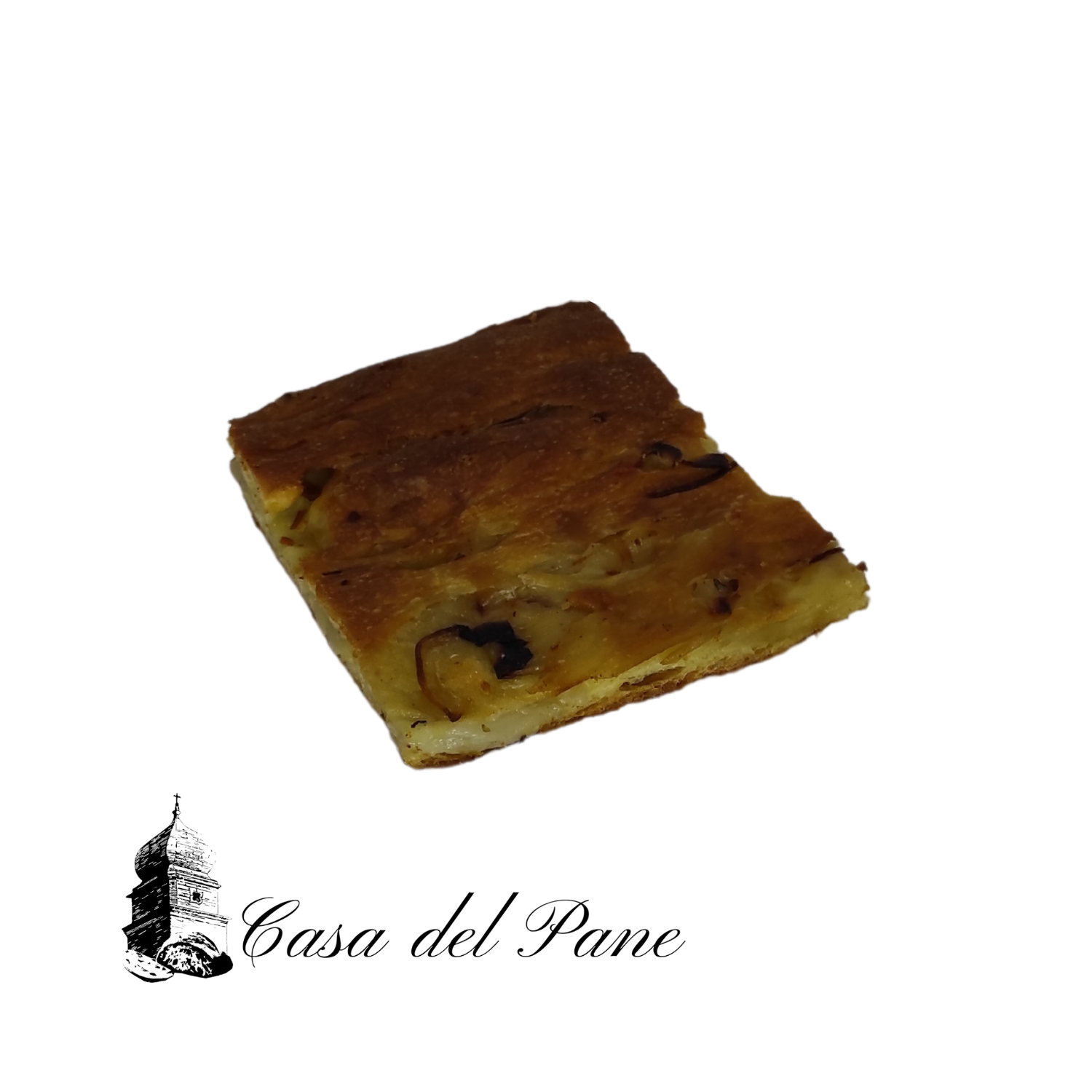 Trancio di focaccia bianca lucana alla cipolla di semola della Casa del Pane – Borgo Calvera