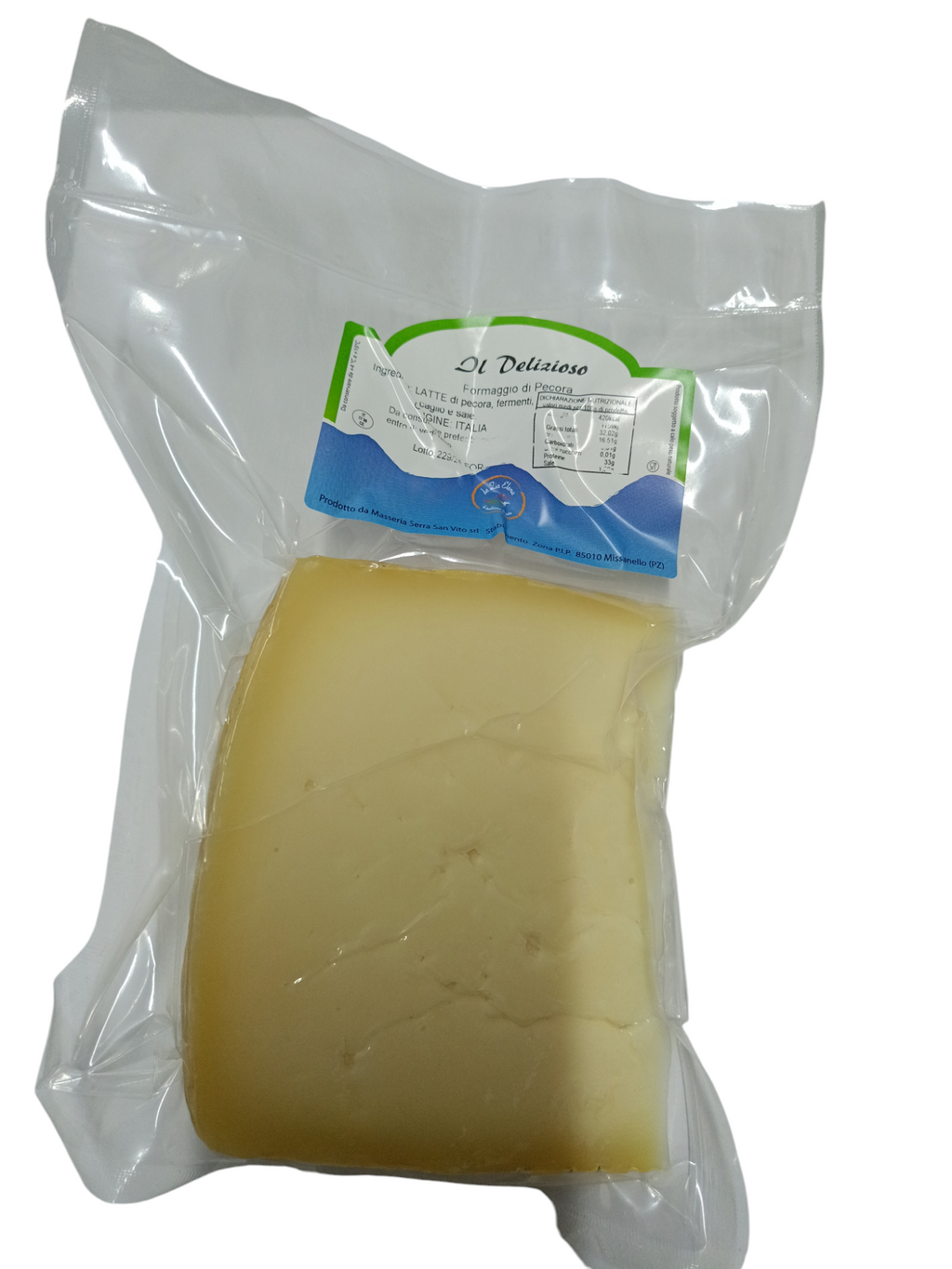 Spicchio di pecorino morbido Il Delizioso di Masseria Serra San Vito tagliato a fette – Borgo Calvera