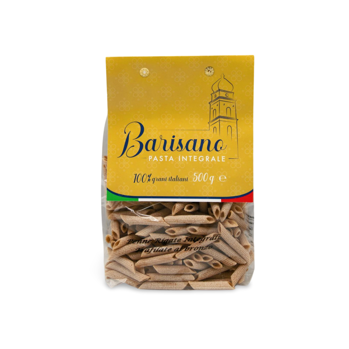 Confezione artigianale da 500g di pasta Penne Rigate Integrali trafilate al bronzo Pasta Barisano – Borgo Calvera