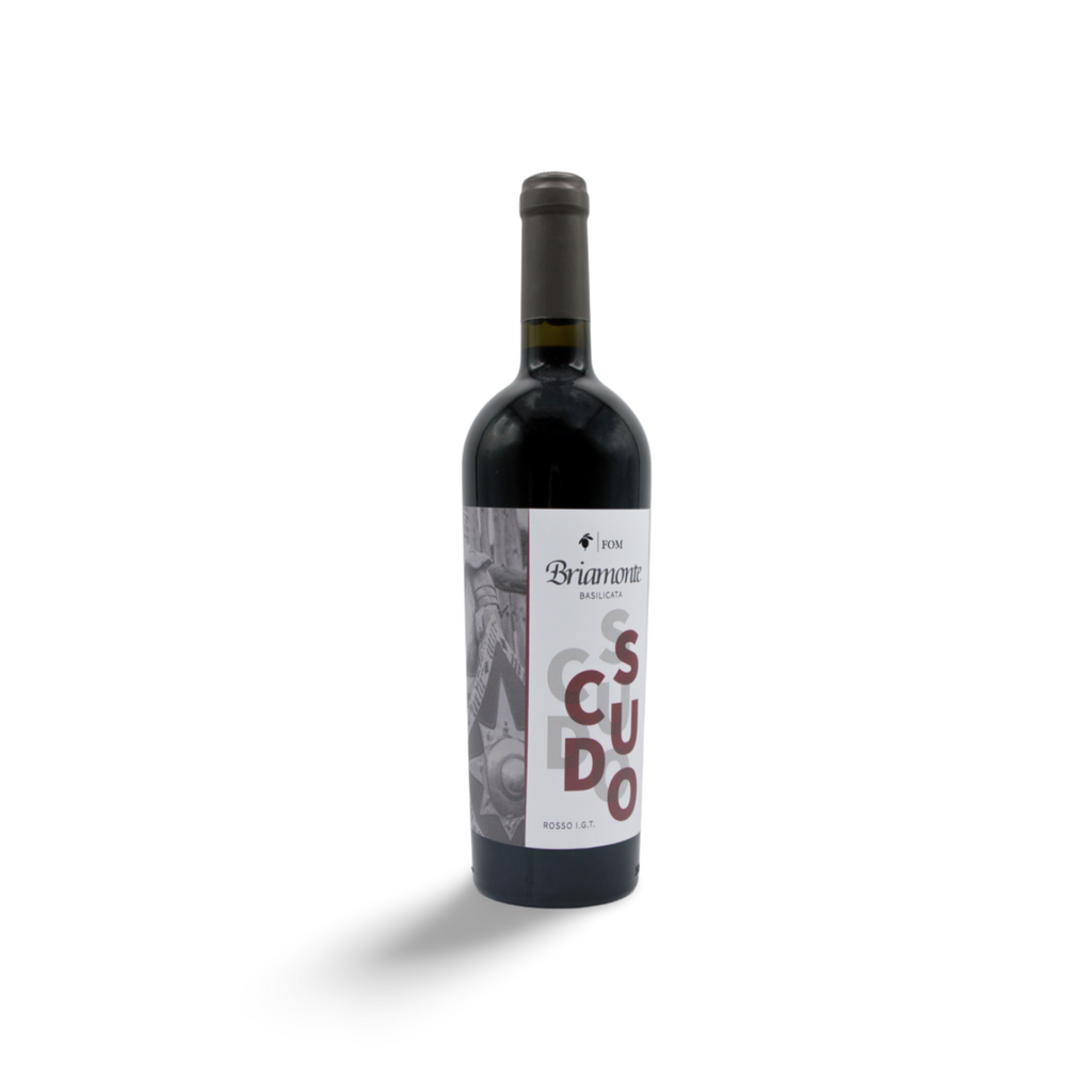 Bottiglia di vino rosso Briamonte IGT Scudo del Frantoio Oleario Marsico di Stigliano – Borgo Calvera